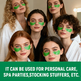 Eakroo Avocado Eye Mask patches in use with a relaxing background