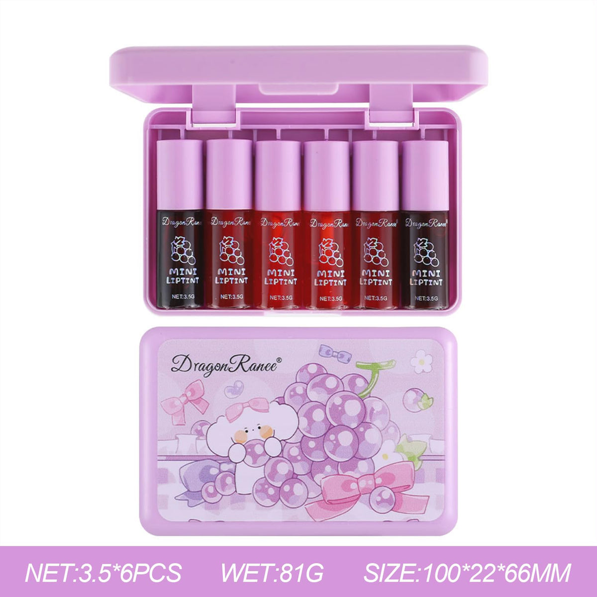 Eakroo lip tint in various shades arranged
