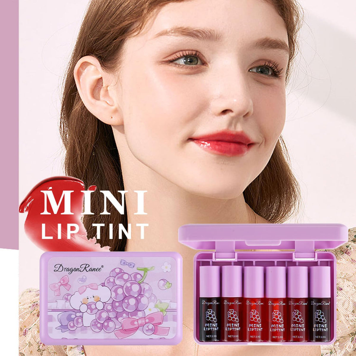 Eakroo lip tint shades displayed on a white background