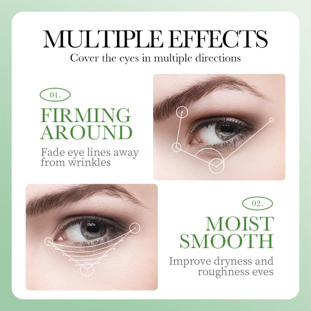 Eakroo Under Eye Patches applied on model's under eyes