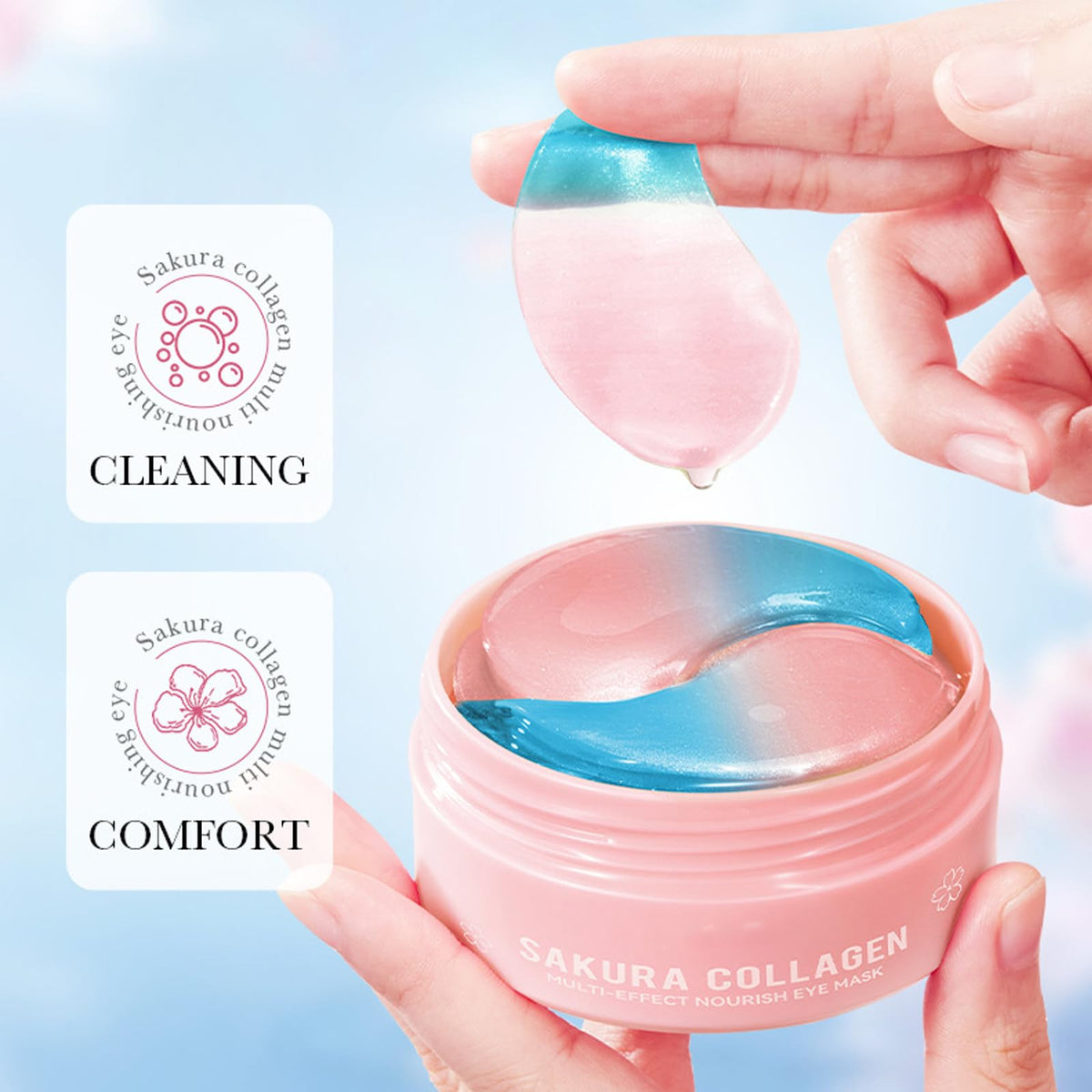 Eakroo Under Eye Patches jar side view with product details