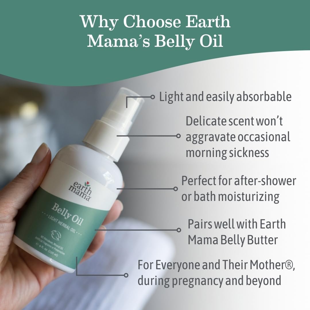 Earth Mama Belly Oil 4oz bottle side view