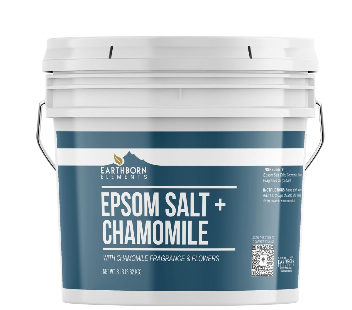 Earthborn Elements Chamomile Epsom Salt 8 lb bucket front view