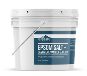 Earthborn Elements Epsom Salt with cashmere vanilla and peach fragrance close-up