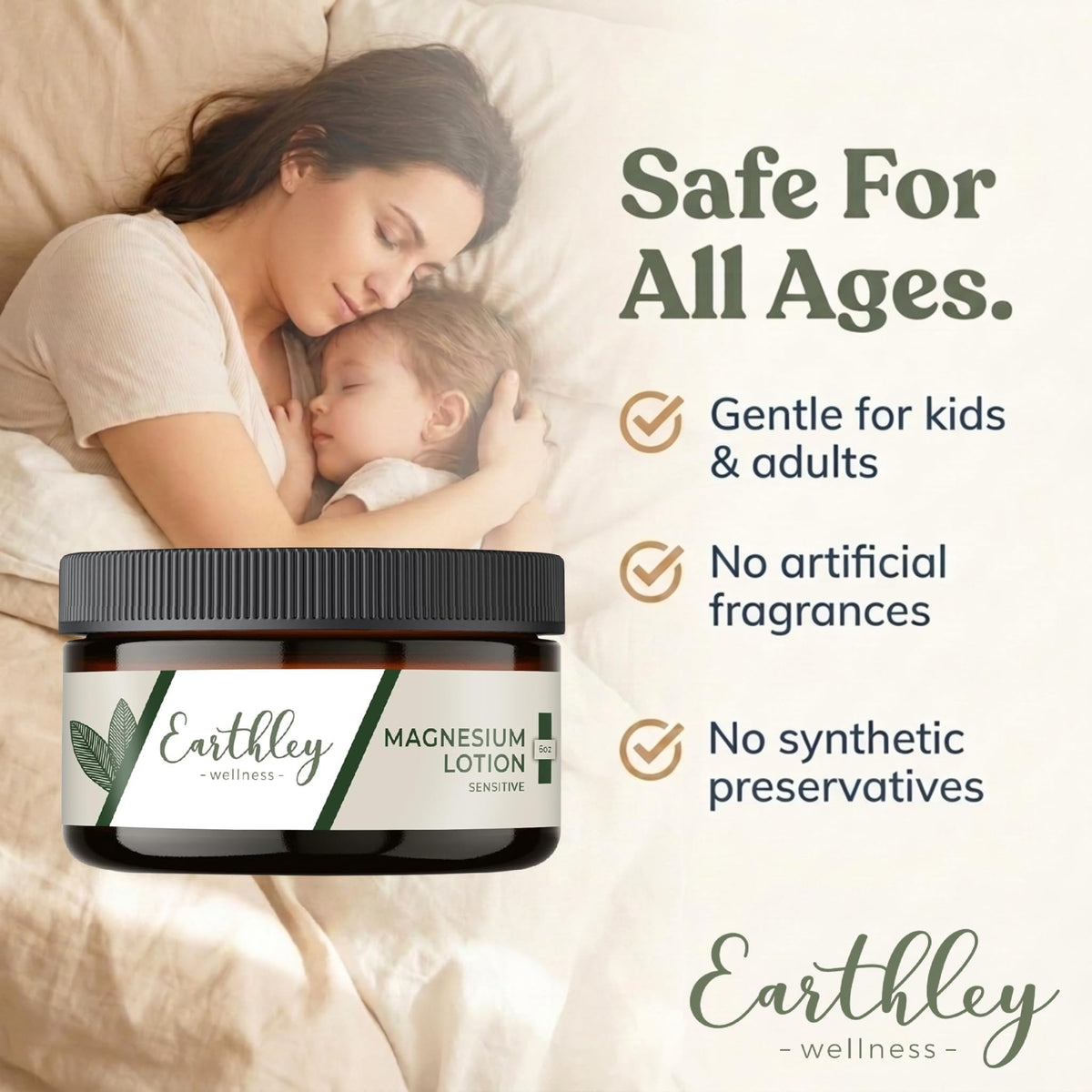 Earthley Wellness Magnesium Lotion 6oz jar side view
