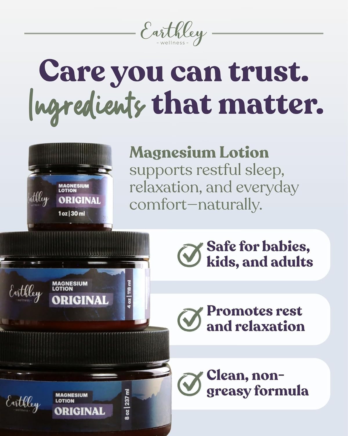 Earthley Wellness Magnesium Lotion ingredients list