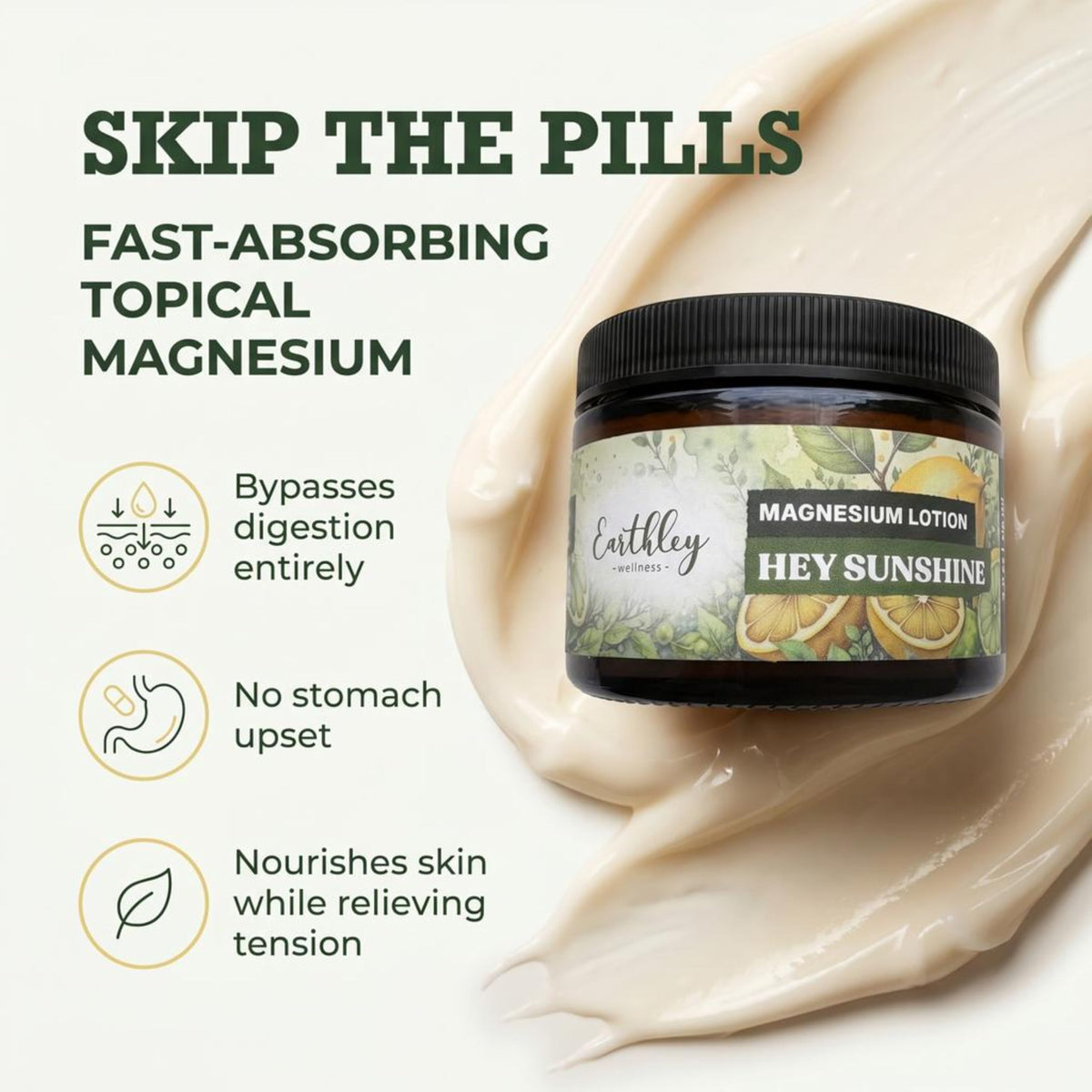 Earthley Wellness Magnesium Lotion lifestyle scene with lavender