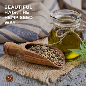 Earthly Body Hemp Seed Shampoo with ingredients list on display