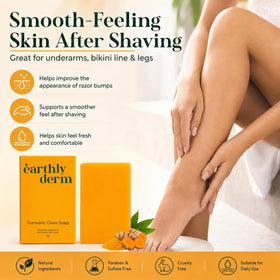 earthly derm Turmeric Soap Bar lathering on hands