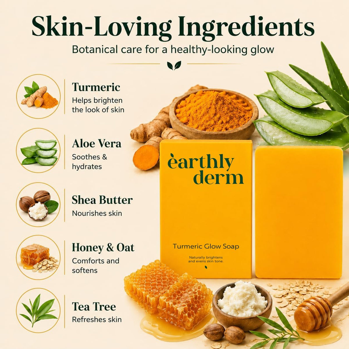 earthly derm Turmeric Soap Bar side view showing texture