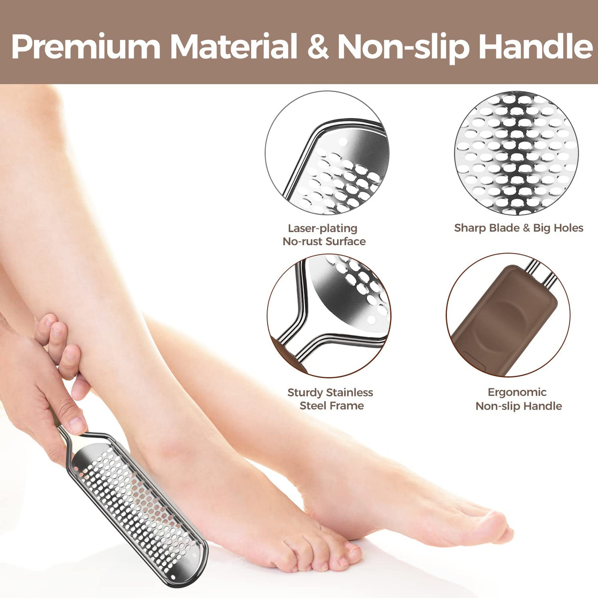 Easkep foot file showing large holes for effective dead skin removal
