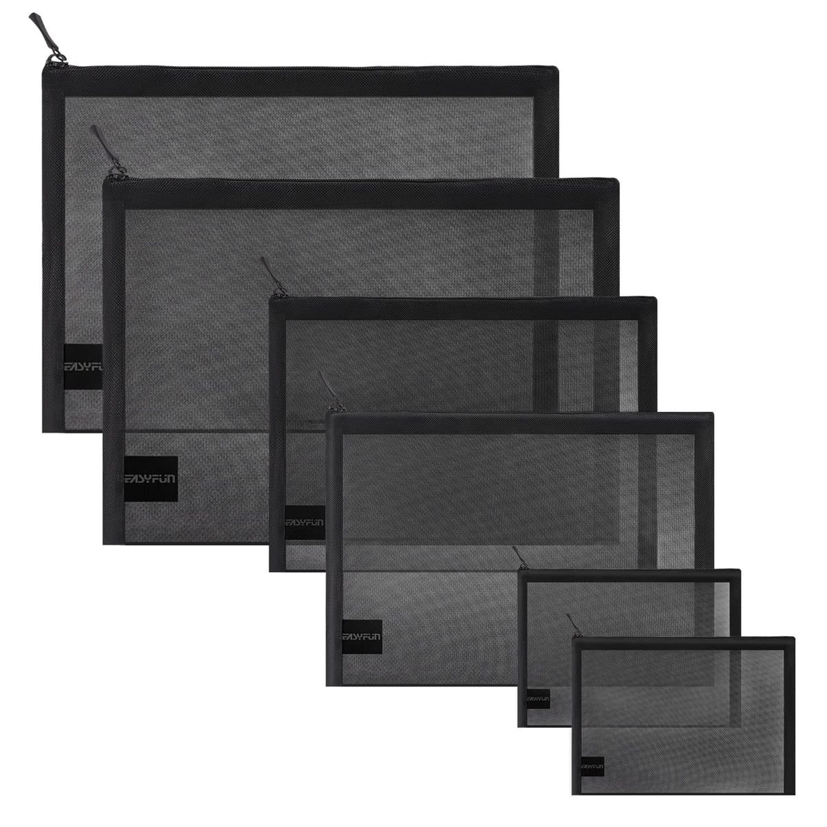 EASYFUN 6-piece mesh cosmetic bag set in various sizes