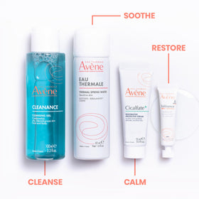 Eau Thermale Avène Sensitive Skin Starter Kit products arranged on a surface
