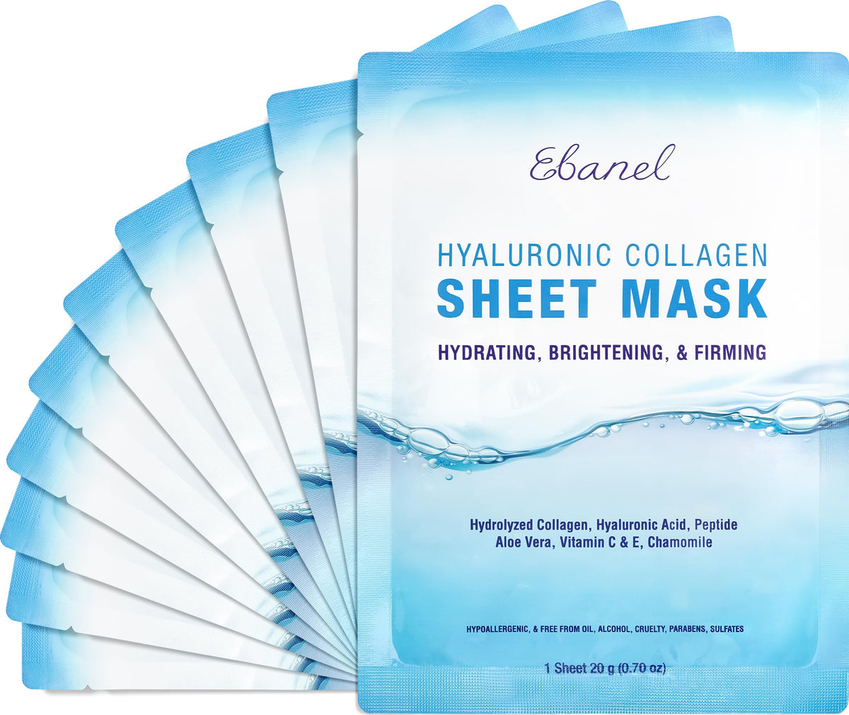 Ebanel 10-Pack Collagen Face Mask front view