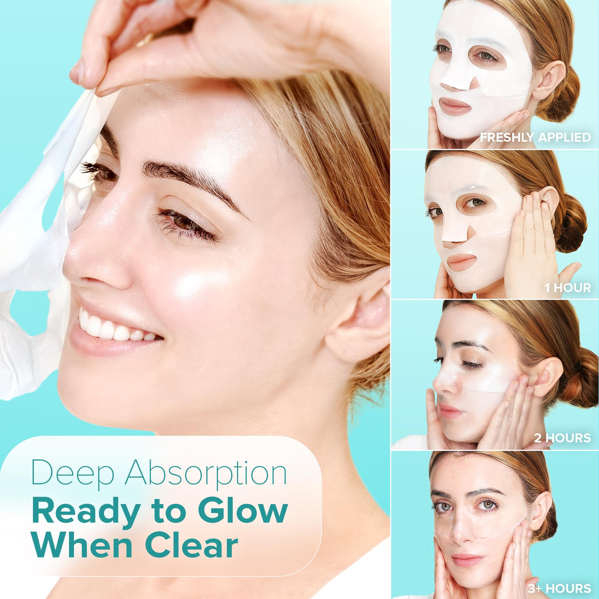 Ebanel Bio Collagen Face Mask being applied on a model's face