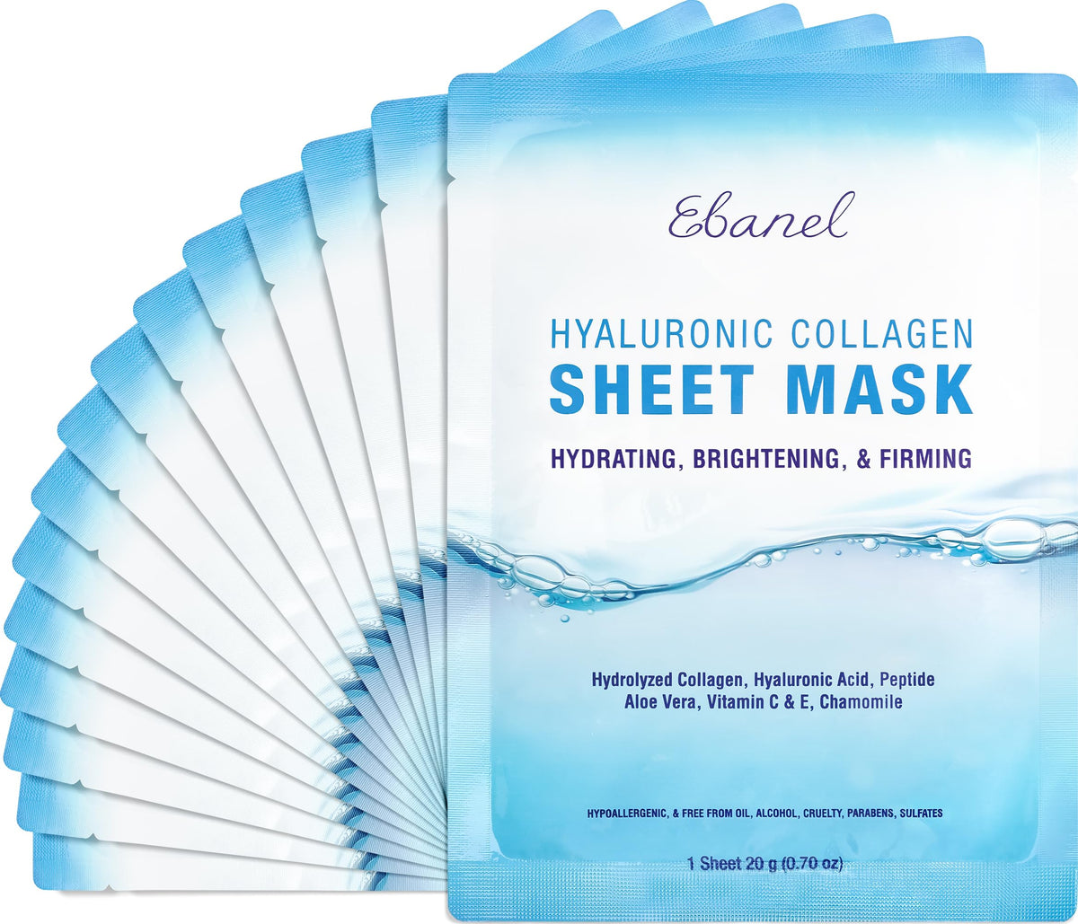 Ebanel Collagen Face Mask 15-Pack front view with packaging