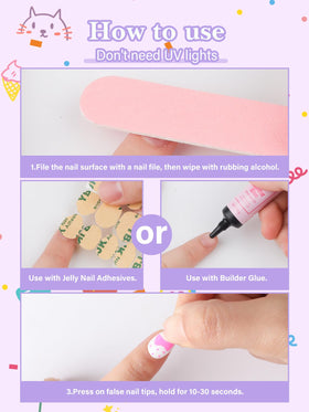 EBANKU kids press on nails with strawberry design