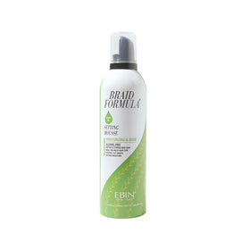 EBIN NEW YORK Braid Formula Setting Mousse front view with olive oil