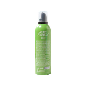 EBIN NEW YORK Braid Formula Setting Mousse packaging with olive oil imagery