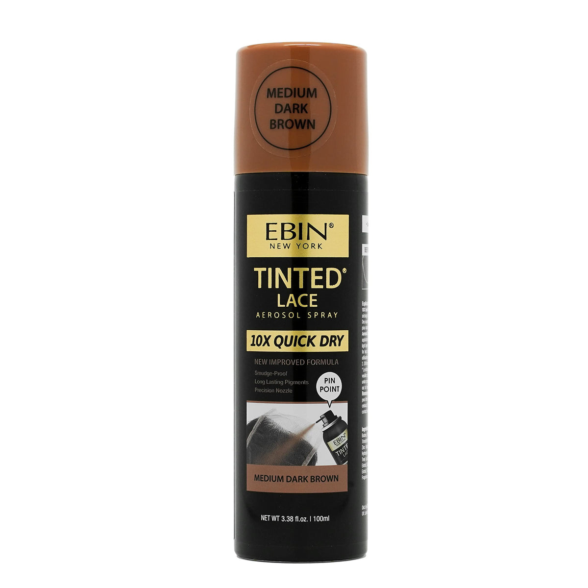 EBIN NEW YORK Tinted Lace Spray front view 100ml Medium Dark Brown