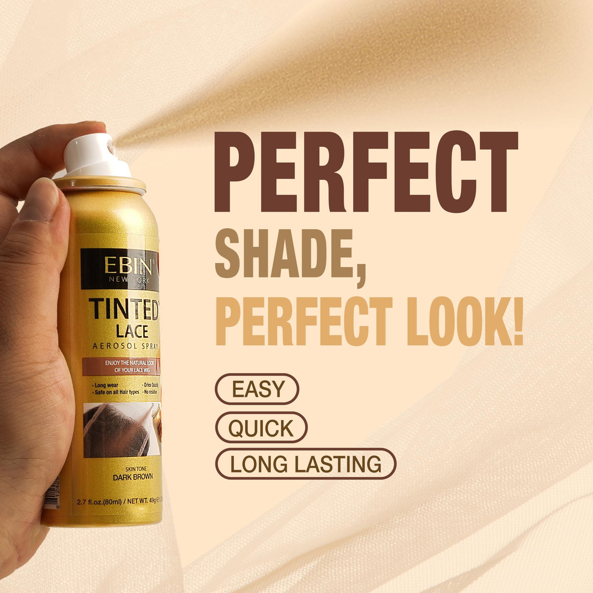 EBIN NEW YORK Tinted Lace Spray Light Warm Brown packaging