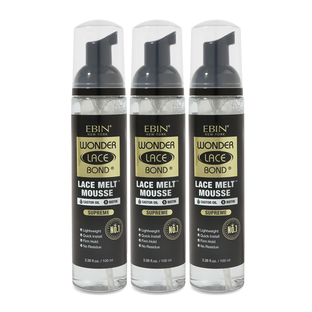 EBIN NEW YORK Wonder Lace Bond Melt Mousse front view 3-pack