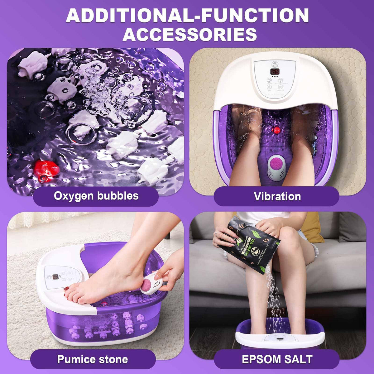 ECARBME Foot Spa Bath Massager showing massage rollers