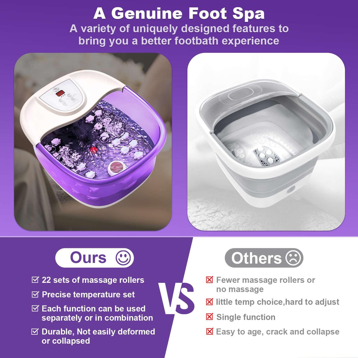 ECARBME Foot Spa Bath Massager side view
