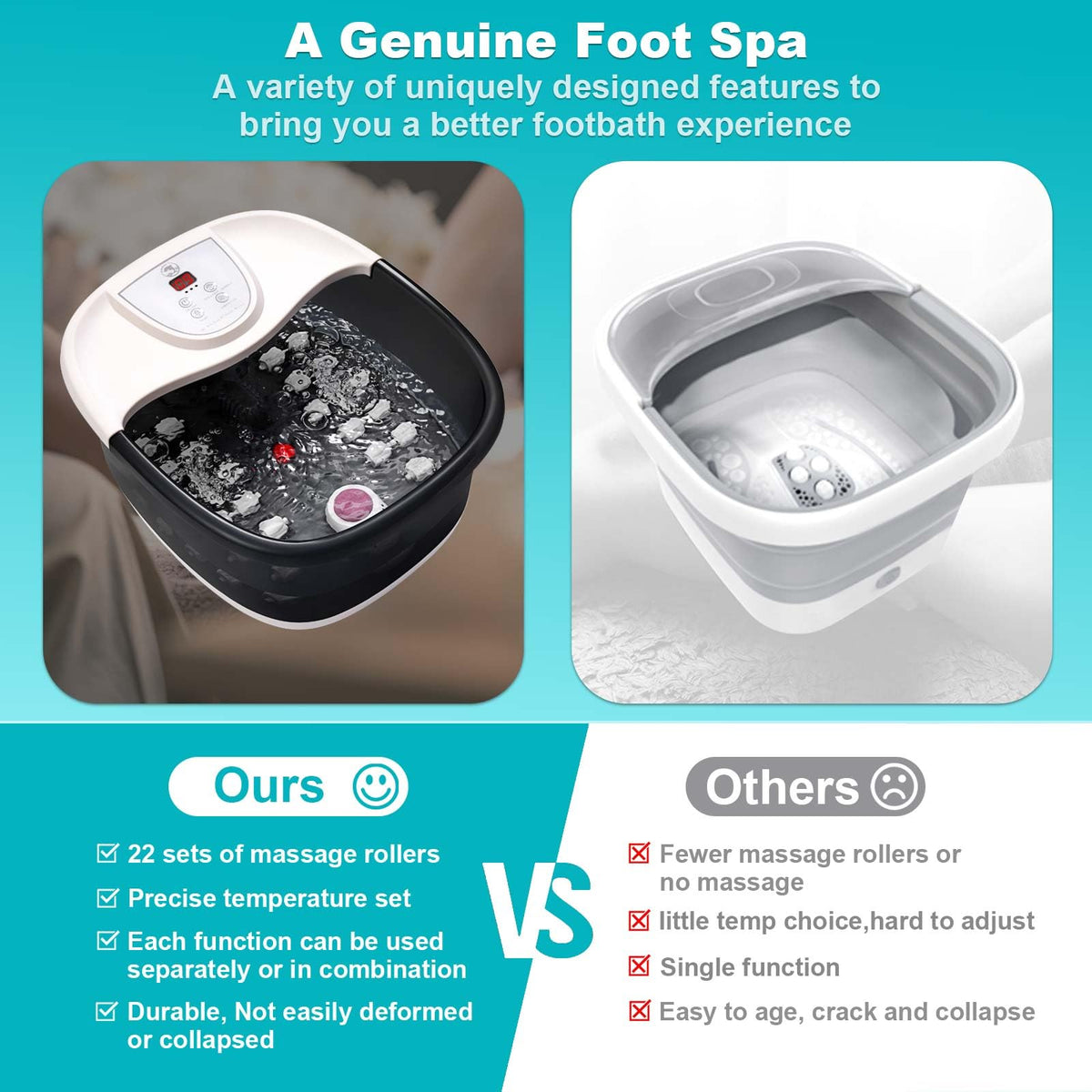 ECARBME Foot Spa Bath Massager side view