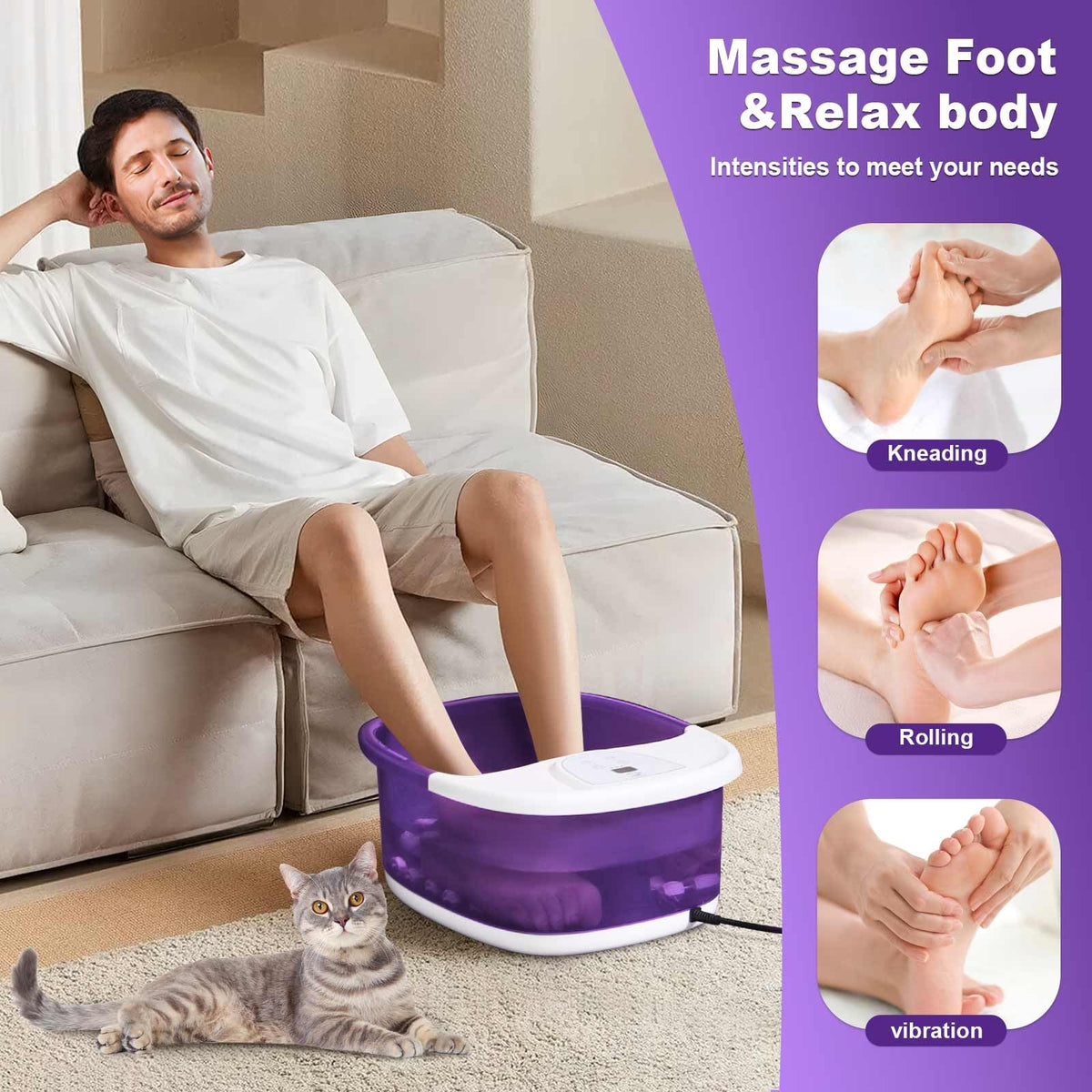 ECARBME Foot Spa Bath Massager with bubbles in action