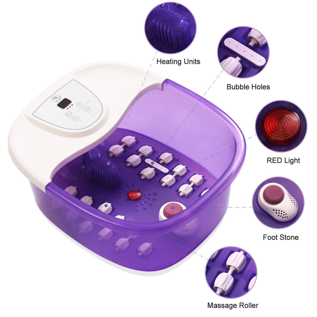 ECARBME Foot Spa Bath Massager with pumice stone accessory