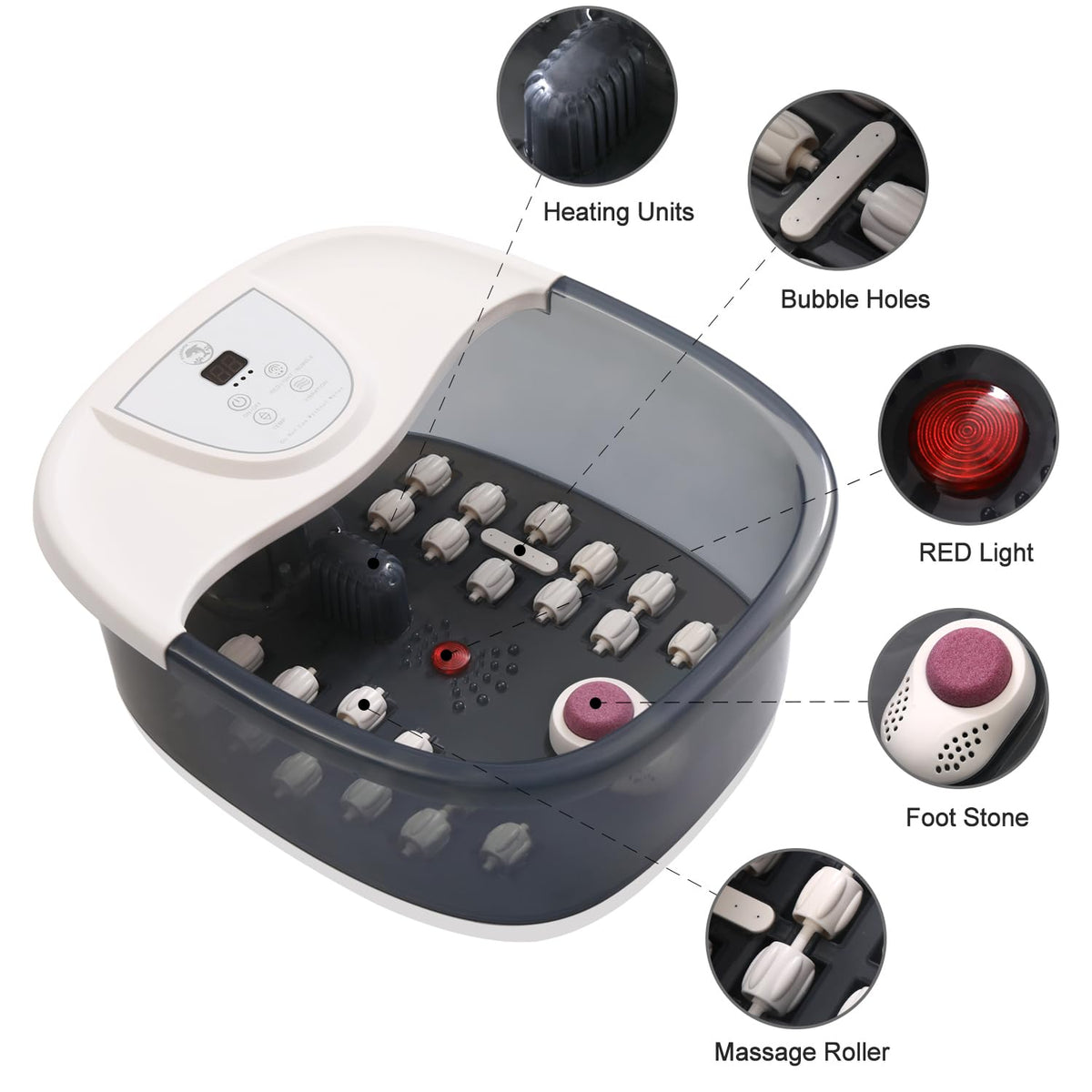 ECARBME Foot Spa Bath Massager with steam and bubbles