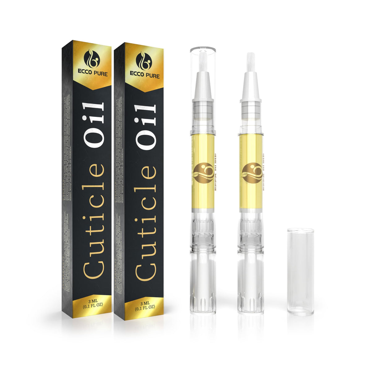 ECCO PURE Cuticle Oil Pen front view with brush tip