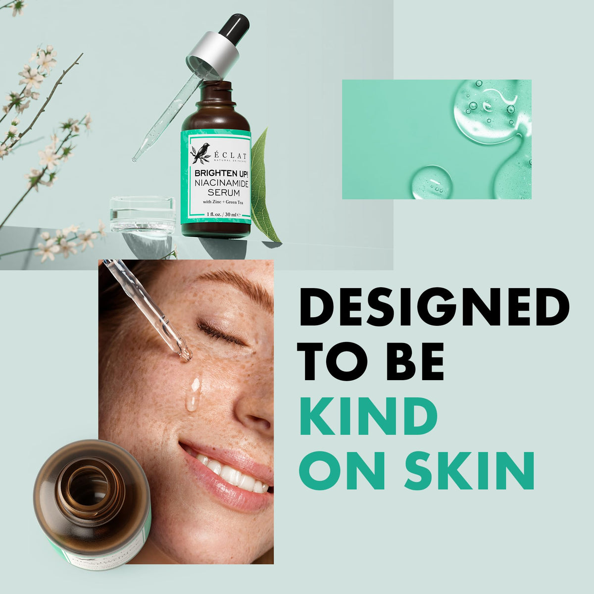 Eclat Skincare Niacinamide Serum 12% with green tea leaves