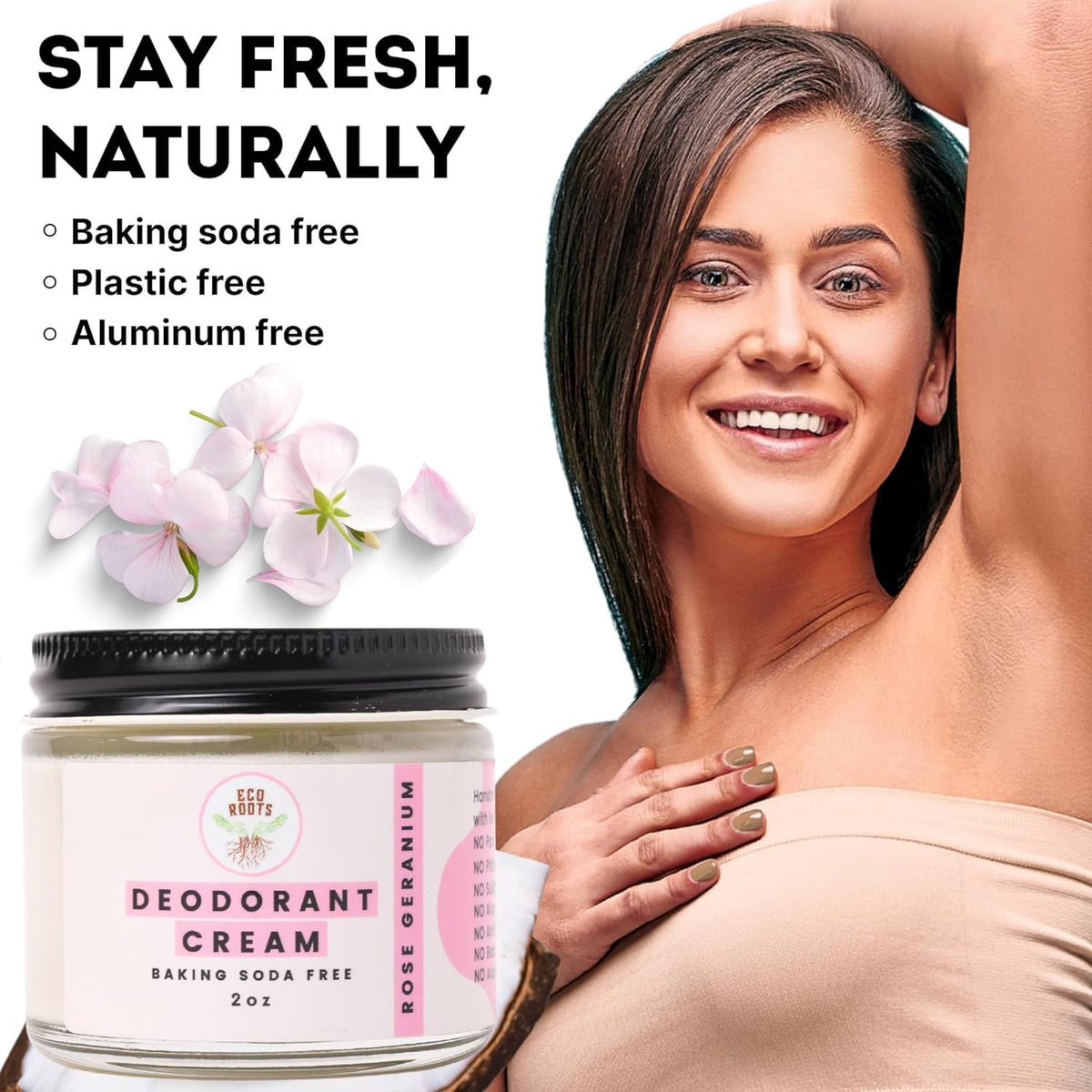 ECO ROOTS Natural Deodorant Cream side view showing texture