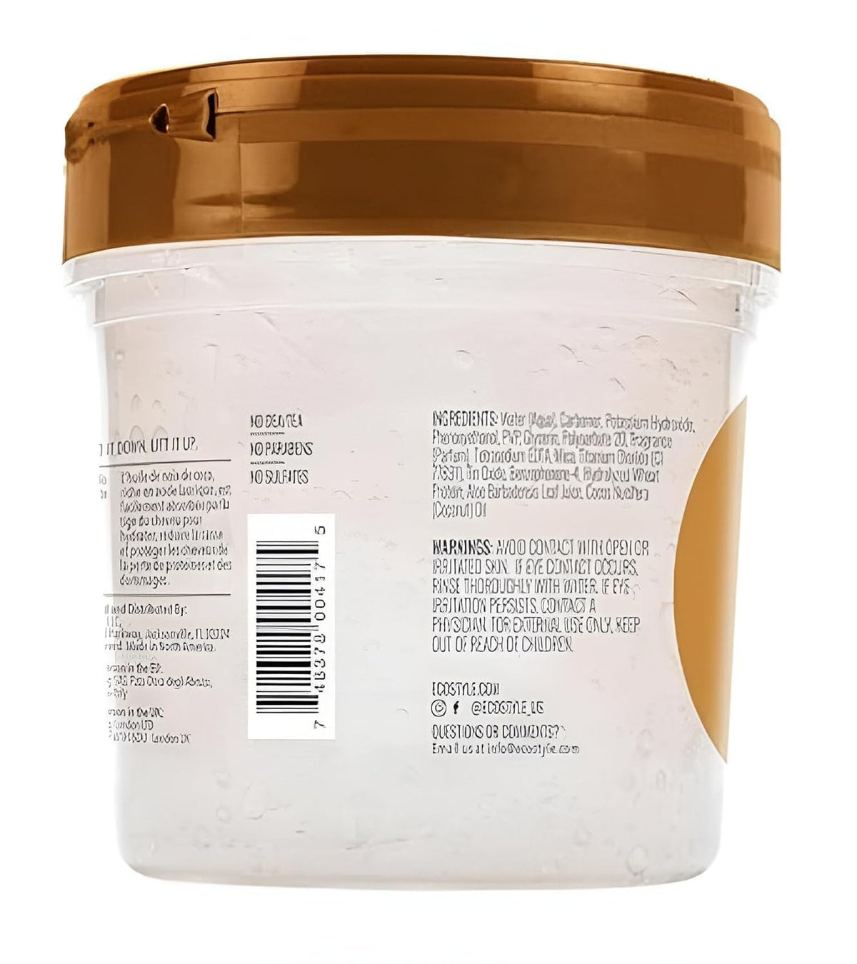 Eco Style Coconut Oil Styling Gel 8 oz back view