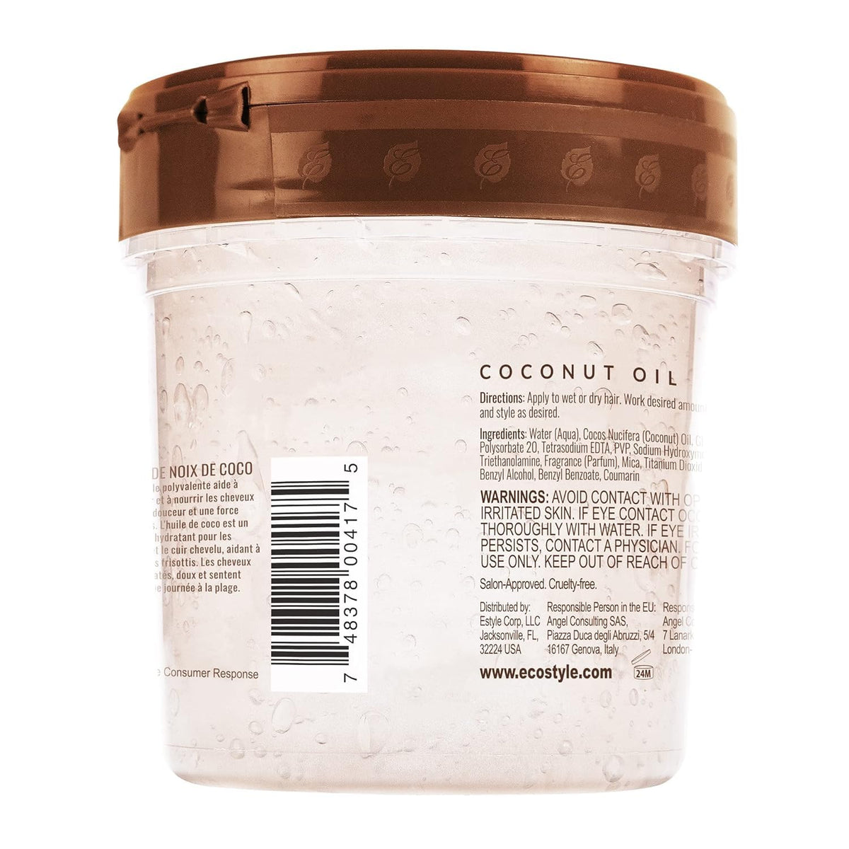 Eco Style Coconut Oil Styling Gel 8 oz packaging details