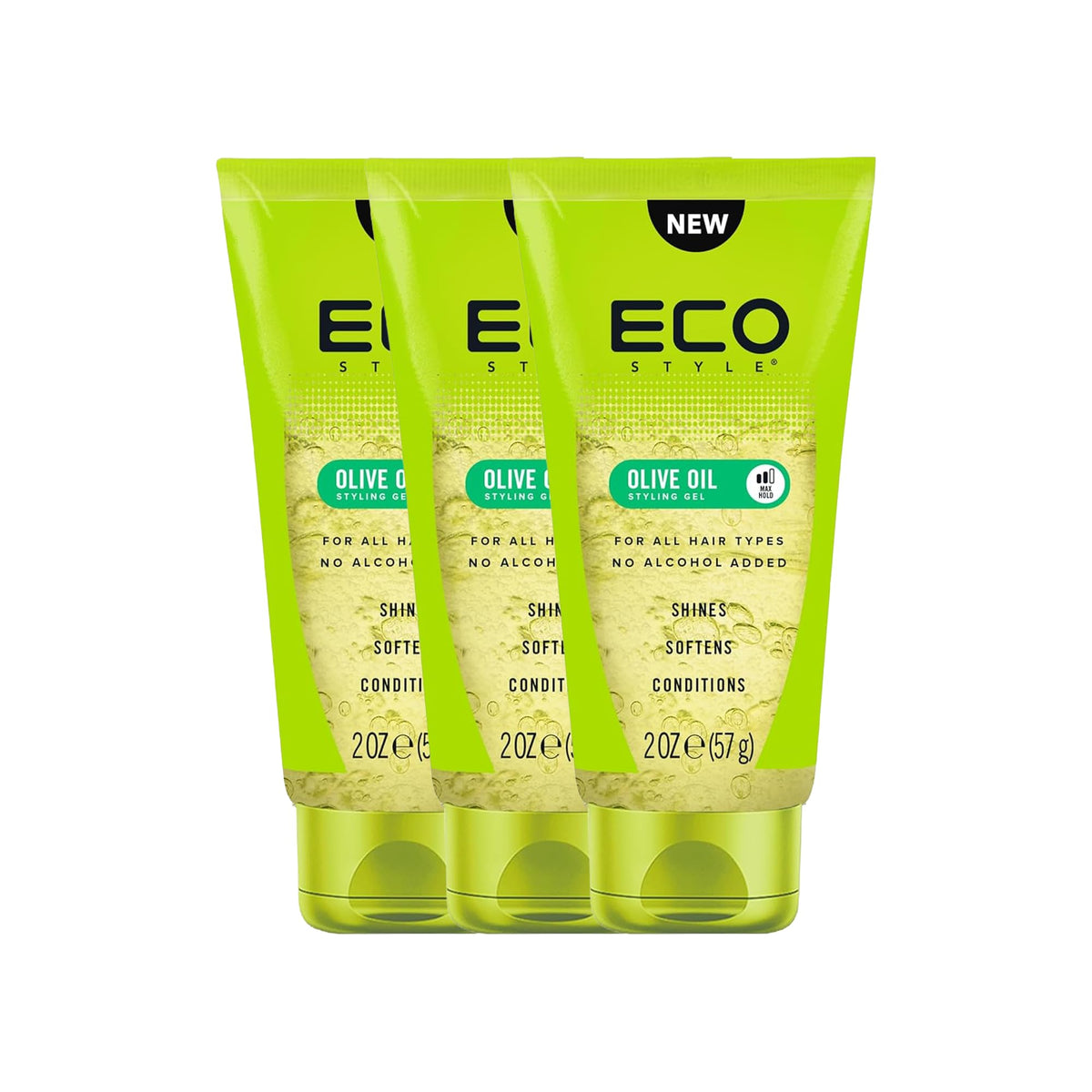 Eco Style Olive Oil Hair Gel 3 Pack front view
