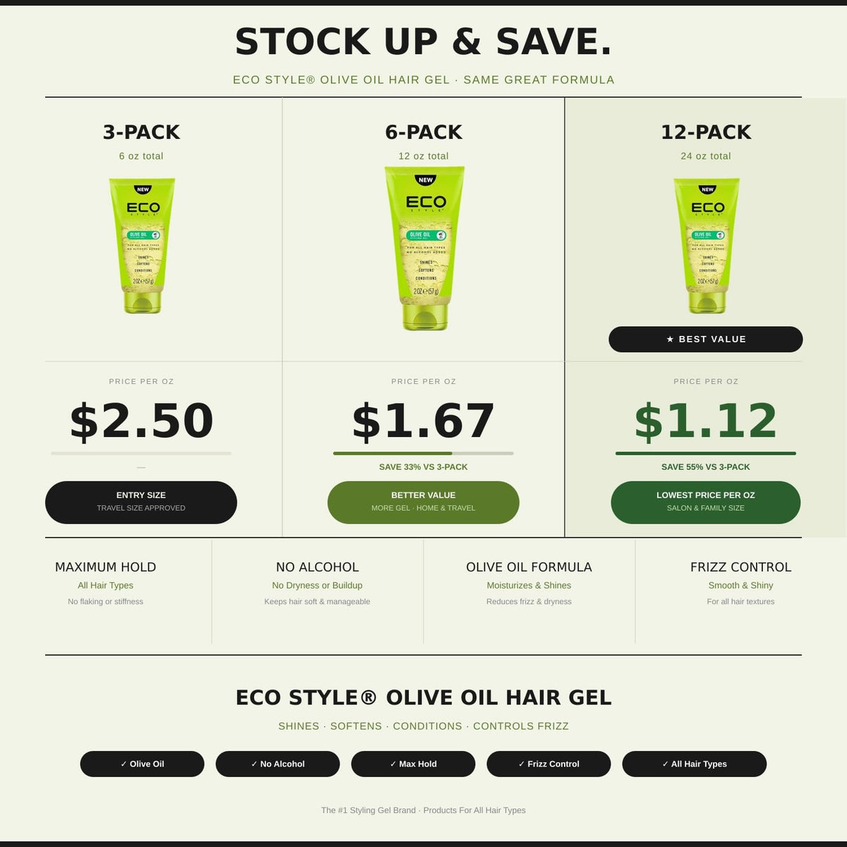 Eco Style Olive Oil Hair Gel application on hair