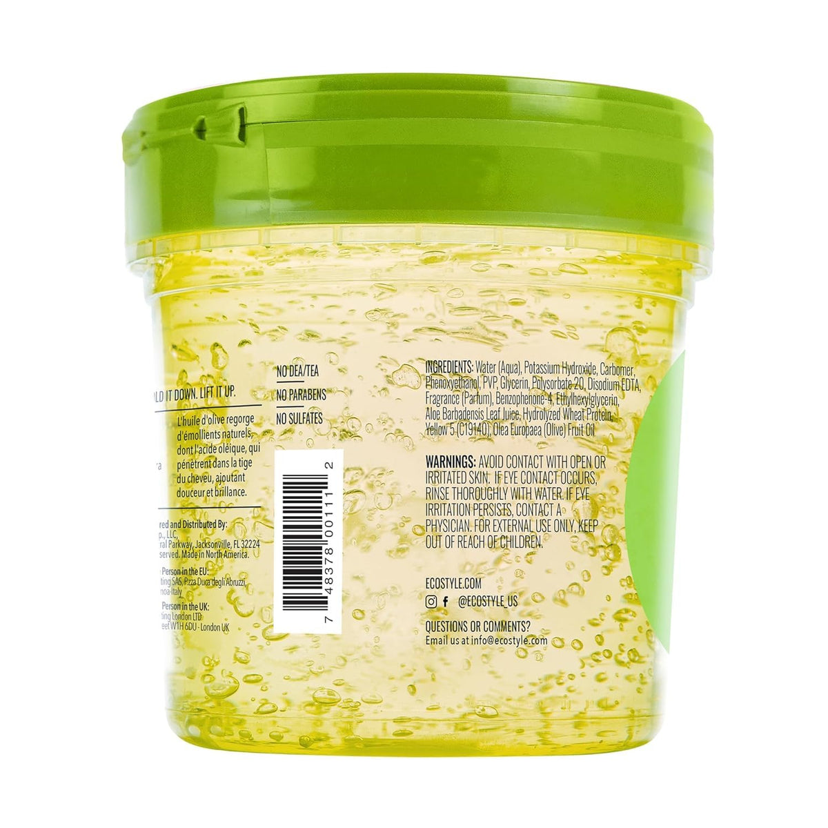 Eco Style Olive Oil Styling Gel 8 oz back view