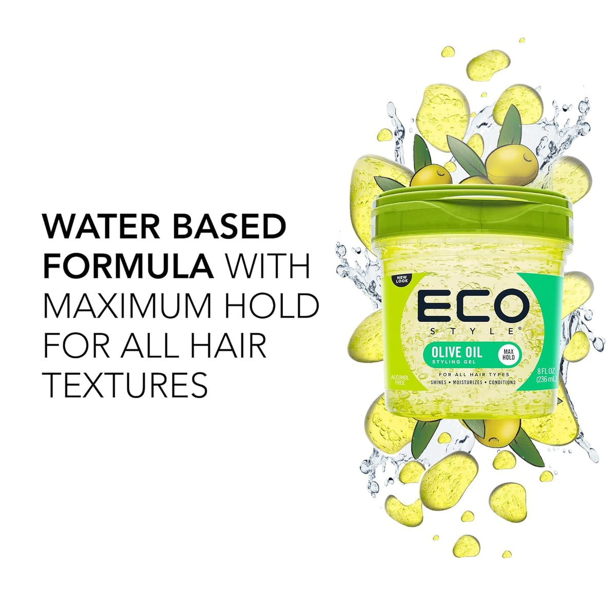 Eco Style Olive Oil Styling Gel 8 oz with olive oil ingredients