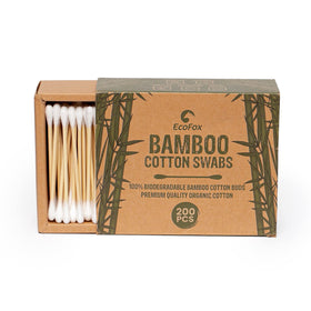 EcoFox Bamboo Cotton Swabs 200 Count front view