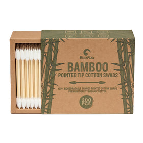 EcoFox Bamboo Cotton Swabs 200 Count front view