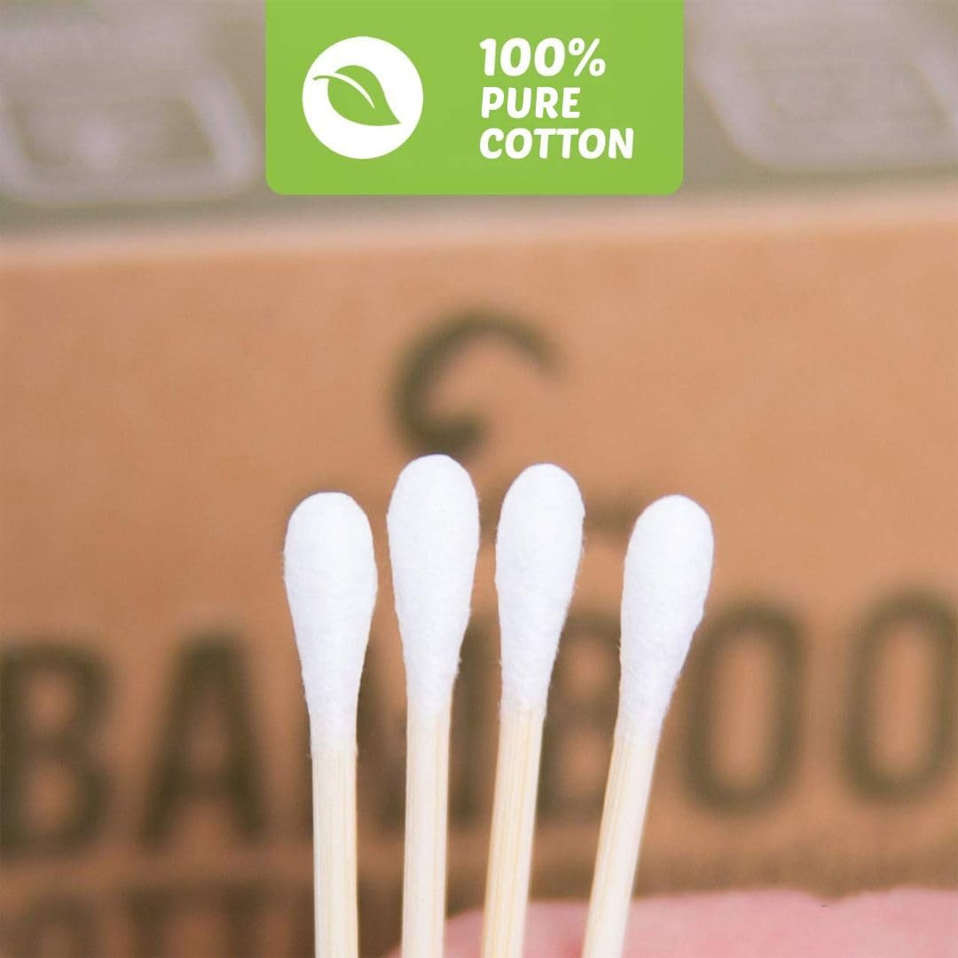 EcoFox Bamboo Cotton Swabs in use for makeup application