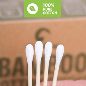 EcoFox Bamboo Cotton Swabs in use for makeup application