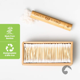 EcoFox Bamboo Cotton Swabs packaging with soy-based dye