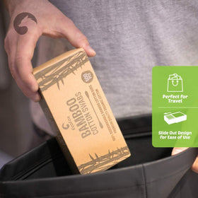 EcoFox Bamboo Cotton Swabs showing biodegradable packaging