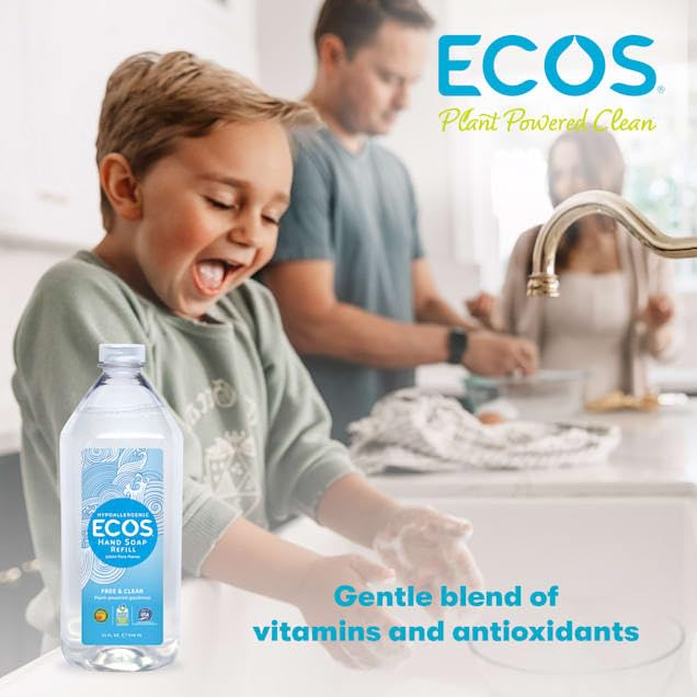 ECOS Free & Clear Hand Soap in use at a sink