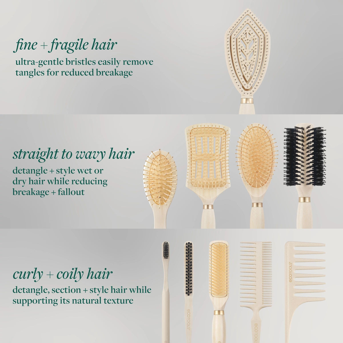EcoTools Double-Sided Hair Comb displayed with other EcoTools products