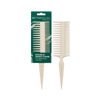 EcoTools Double-Sided Hair Comb front view with wide and narrow teeth